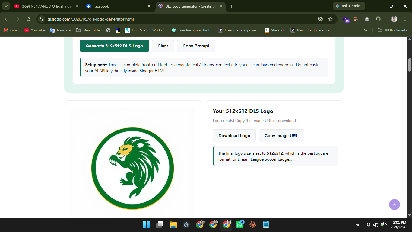 Green lion club badge created in the DLS Logo Generator tool